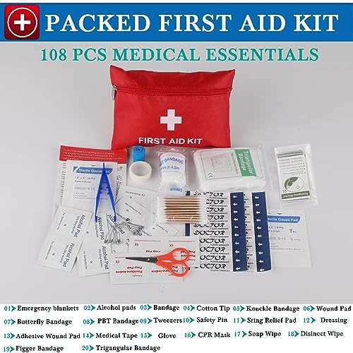  Car Emergency Kit, Roadside Assistance Emergency Car Kit Jumper Cables, N1