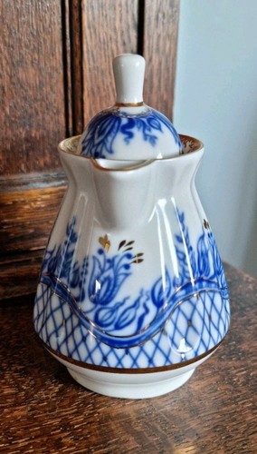 Russian Lomonosov Imperial Porcelain Lidded Milk Jug/Creamer Rare Blue Rhapsody - Picture 3 of 7