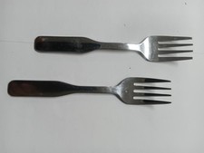 Vintage set of 2 Children's Utensils Stainless Forks VGUC Korea Sanitoy
