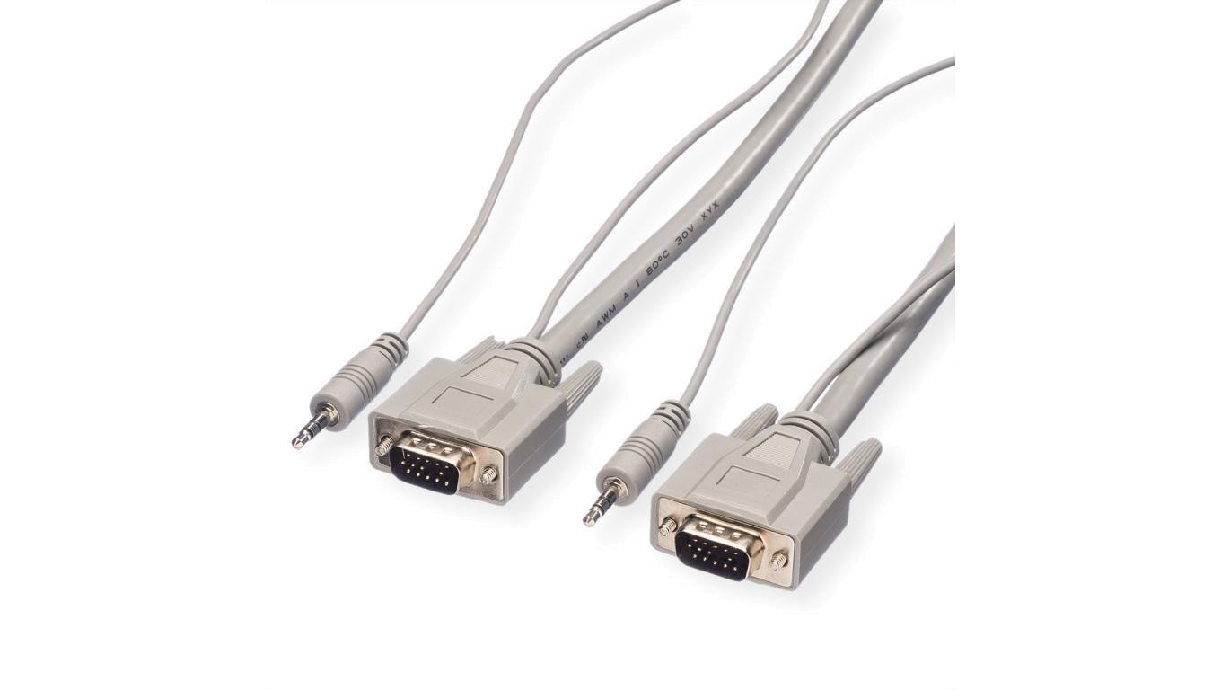 Комбинированный кабель ROLINE, VGA + аудио, M-M, 3 м