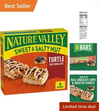 Sweet & Salty Nut Turtle Granola Bars - 6 Count Pack, 7.2 oz - Indulgent Snack