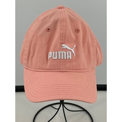 Puma Adjustable Baseball Cap Coral Pink White Embroidered Logo Hat