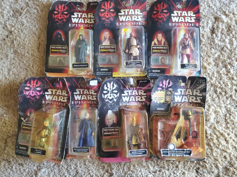Hasbro Star Wars Episode I 1999 CommTech 7-Figure Lot Darth Sidious Qui-Gon