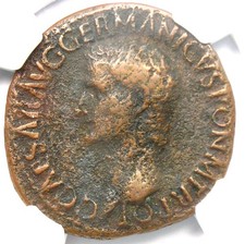 Caligula AE As Copper Roman Gaius Coin 37-41 AD - Certified NGC Fine - Rare!