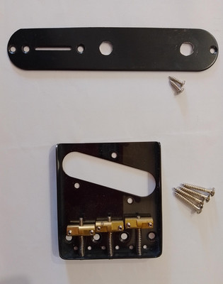 Telecaster Black Hardware Tele Bridge & Control Plate from Deluxe Harley Benton
