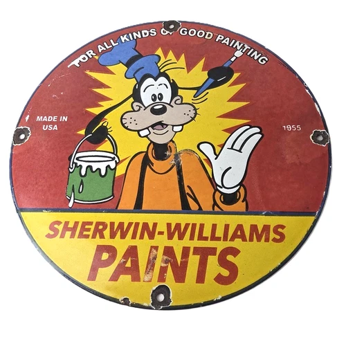 Vintage Sherwin Williams Paint Sign - Porcelain Goofy Hardware Store Gas Sign