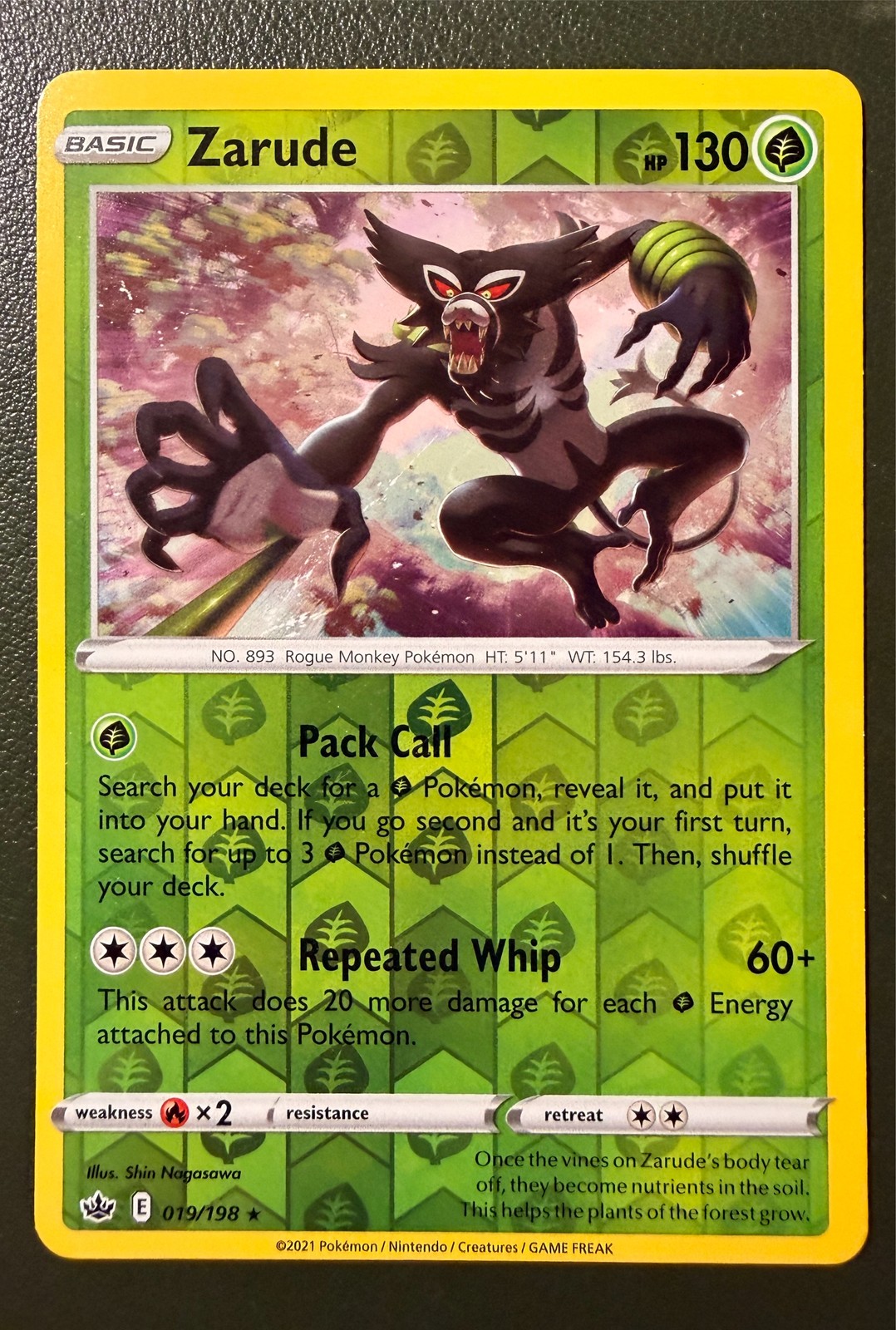 Pokemon TCG Zarude 19/198 Chilling Reign SWSH6 Holo LP
