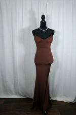 Windsor Women’s S Brown Solid Maxi Dress Strappy Sleeveless Spaghetti Straps