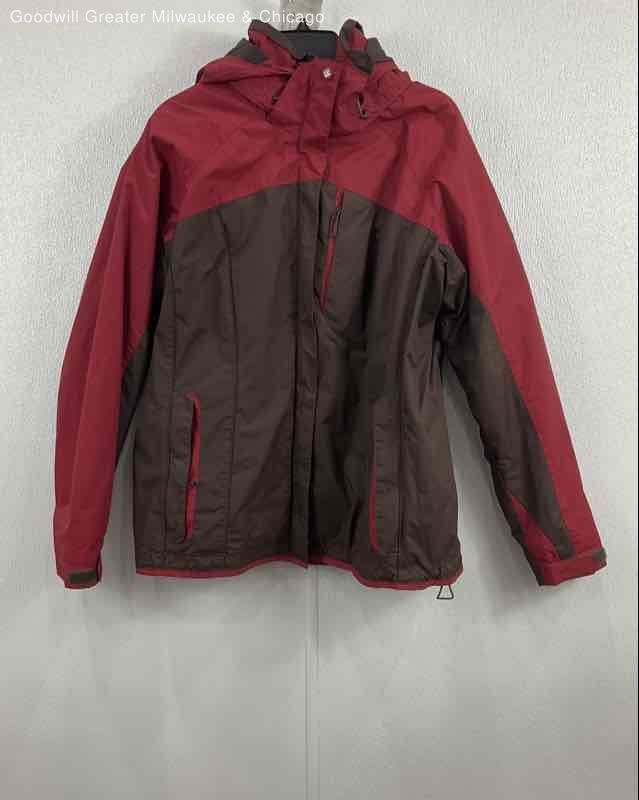 Columbia Women Red/Brown Hooded Full Zip 2 in 1 Coat Size XL