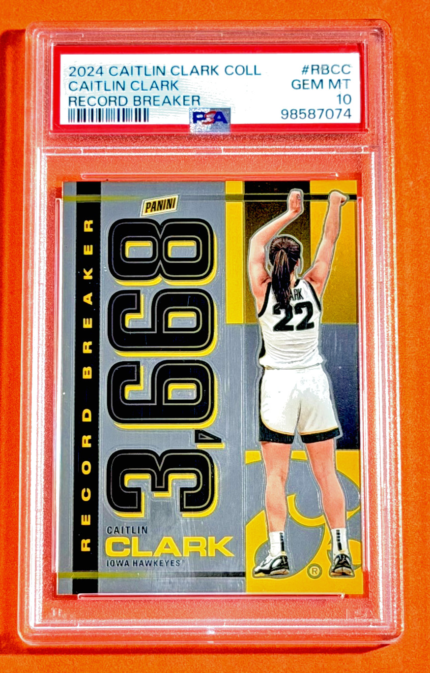 2024 PANINI CAITLIN CLARK PSA 10 GEM MINT COLLEGE RECORD BREAKER #RBCC