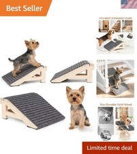 Wood Dog Ramp Stairs for Outdoor, Low Angle Dog Ramp for Stairs 4.2"H, 2 Pa...