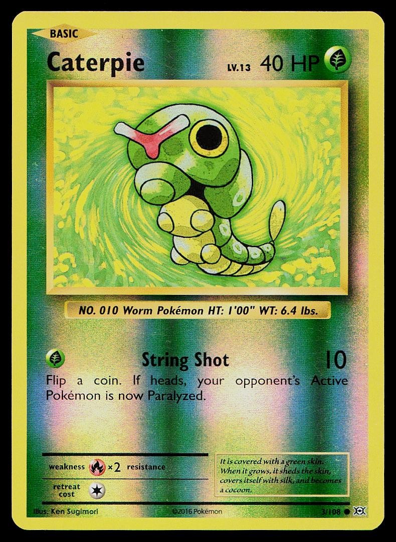 Pokemon Card Evolutions Caterpie 3/108 Common Reverse Holo