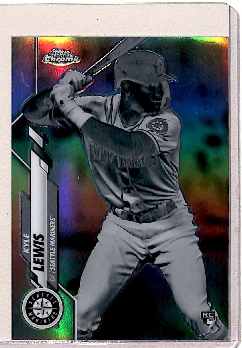 2020 Topps Chrome Negative Refractor Kyle Lewis RC Seattle Mariners #186