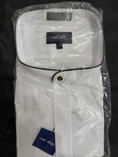 Neil Allyn White Mandarin collar shirt with Black Trim 5XL