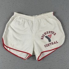 Vintage 1950s Champion Rochester Central YMCA Gym Shorts Medium 32-34 White Red