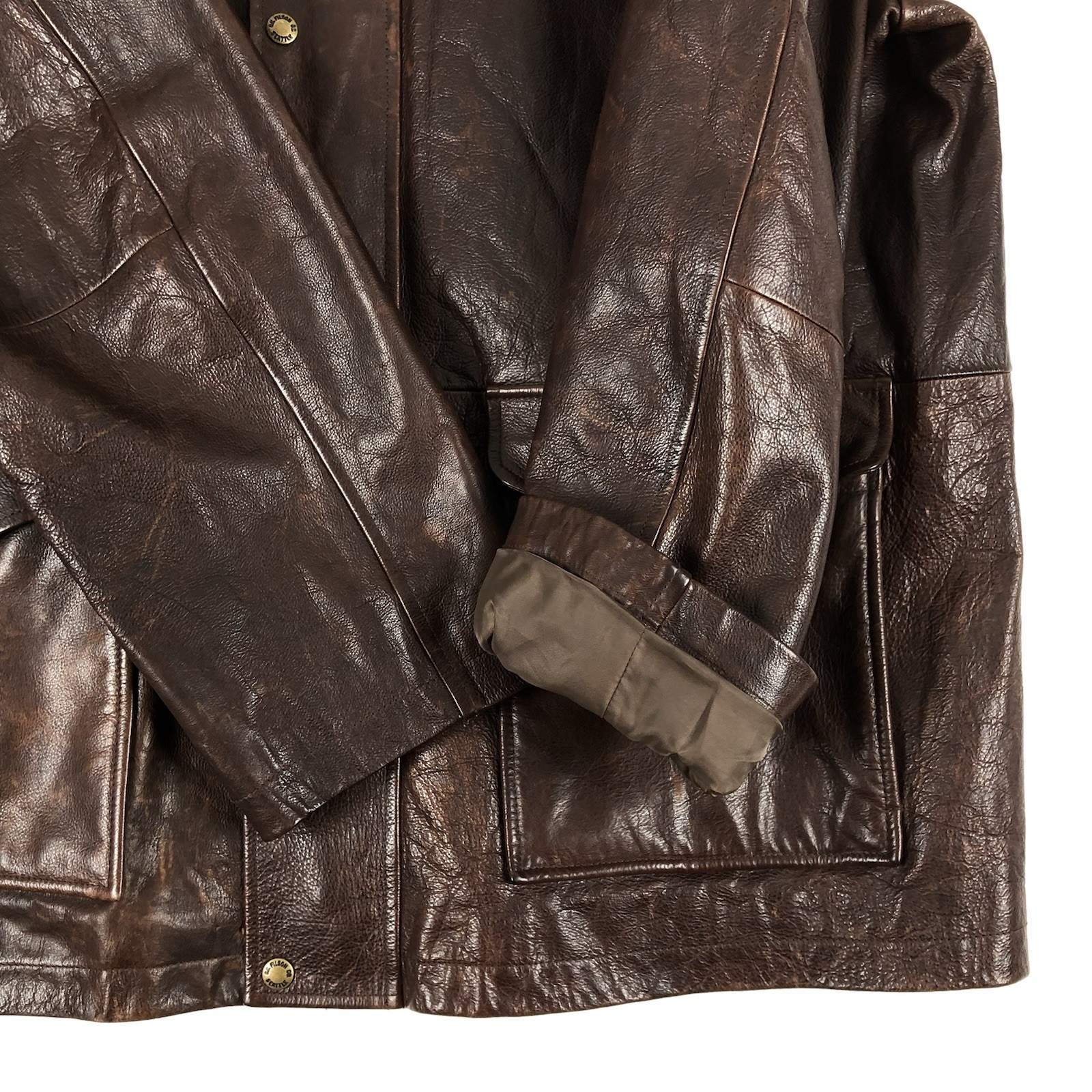 Vintage Filson Leather Jacket Mens XL Dark Brown Cotton Lined Overcoat EX COND image 4