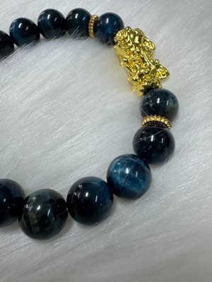 Natural Blue Tiger Eye Bracelet  PiXiu Feng Shui Wealth Luck Protection