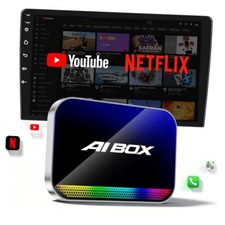 Wireless CarPlay Android Auto Adapter, Magic AI Box with YouTube TikTok, Blue