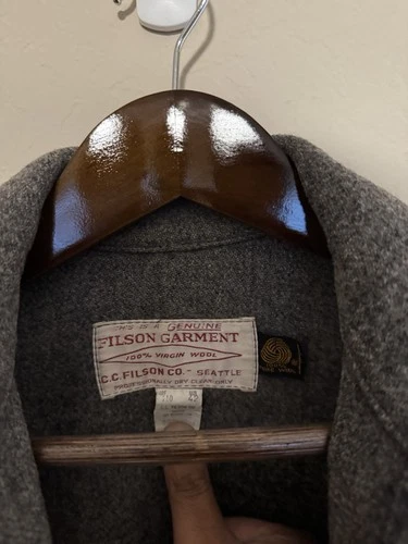 Filson Mackinaw Men's Wool Cruiser Jacket 42 44 Grey Style 110 80s Woolmark image 2