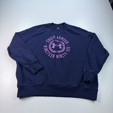 Under Armour Sweatshirt Womens Large Purple Crew Neck Pullover Logo Fleece