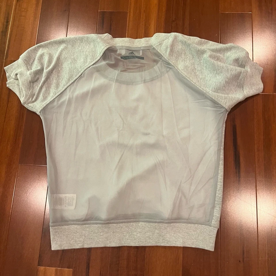 Adidas X Stella McCartney Gris Claro Sudadera Malla Espalda Transparente Manga Corta M Foto 3 de 4