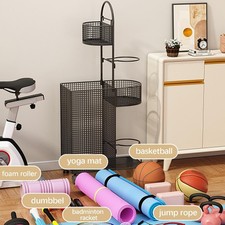 Indoor Ball Storage Rack Rolling Ball Cart Ball Shelf Garage Organization Sports