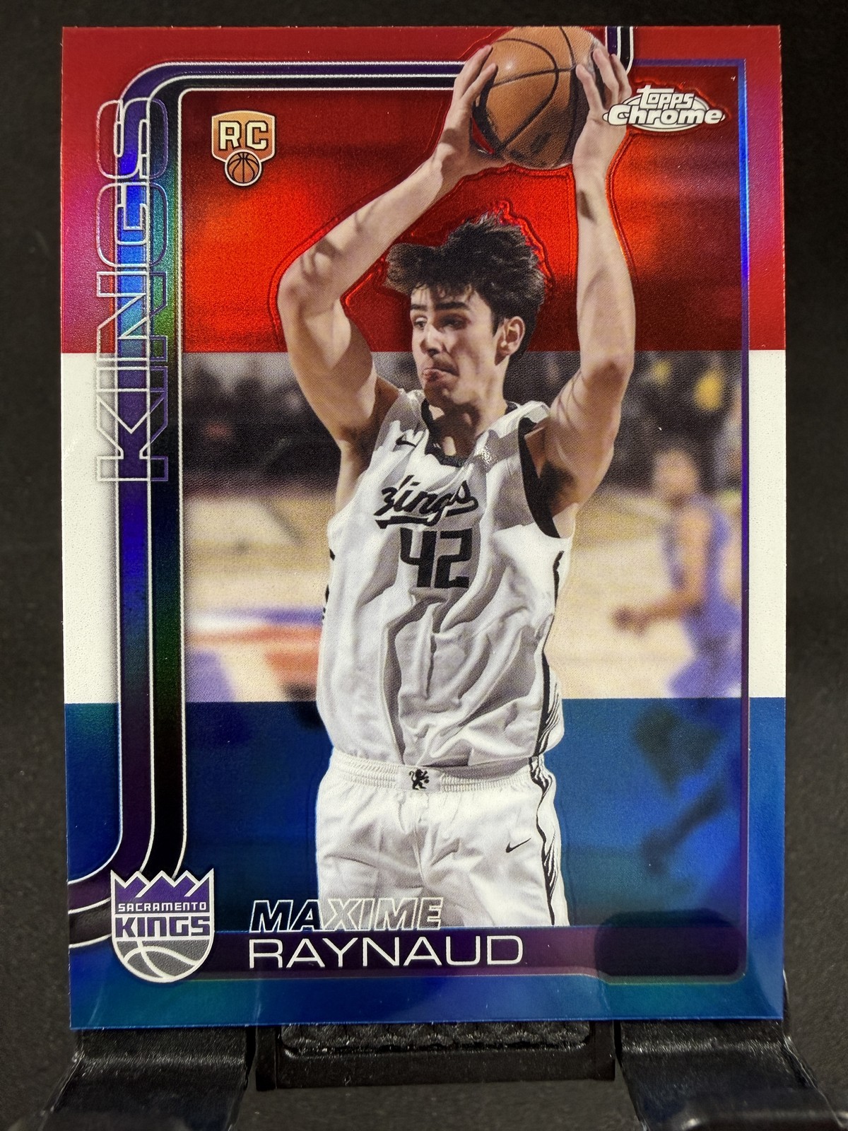 2025-26 Topps Chrome #293 Maxime Raynaud Red White and Blue Refractor RC