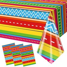 3 Pcs Mexican for Fiesta Plastic Tablecloth 54 x 108 Inch Cinco De Mayo Print...