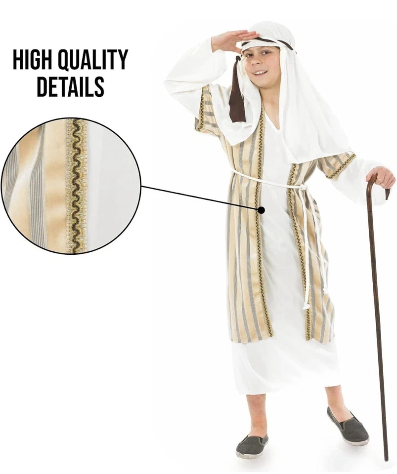 Fun Shack Disfraz de Pastor para Niños, Disfraz de José para Niños, Disfraz de Pastor Talla L Foto 2 de 3