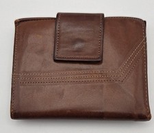 Vintage Women's ROLFS Cowhide Wallet Coin Purse Kiss Lock Brown Leather