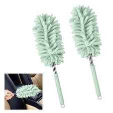 2PCS Car Interior Duster with Extension Pole, Soft Chenille Microfiber Green
