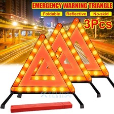 3 Emergency Warning Triangle DOT Approved Reflective Roadside Hazard Safety Sign