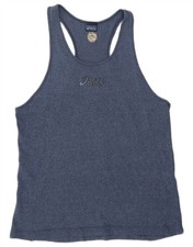 Asics Womens Graphic Vest Top UK 14 Medium Blue Flecked Cotton Sports AT09