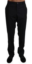 Dolce & Gabbana Black Wool Stretch Dress Trousers Men's Pants Authentic