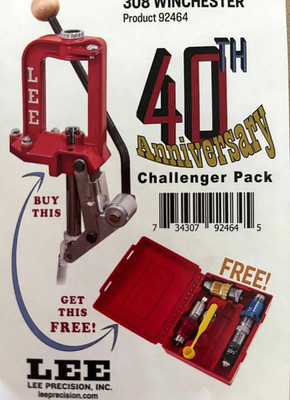 Lee 92464 Breech Lock Challenger Press with 308 Winchester Micrometer  3-Die Set