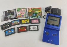 Nintendo Game Boy Advance SP AGS-001 Cobalt Blue Console Bundle Tested Works