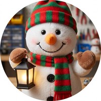 2Xelektro Schneemann PlüSchfigur Weihnachtsdeko PlüSch Schneemann Deko Licht/Ton