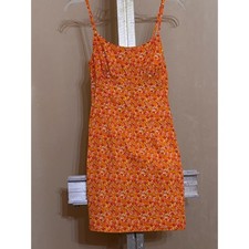 Wild Fable Women  s Orange Floral Spaghetti Strap Dress Sz XS