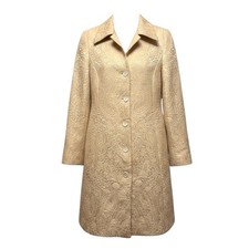 Vintage 60  s Union Made Brocade Coat Jacquard Winter White Ladies Size 4