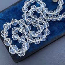 Old Art Deco Rock Crystal beaded Necklace . Rock Crystal Beaded Necklace . Art