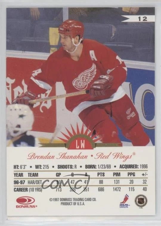 1997-98 Leaf International Stars Brendan Shanahan #12 HOF - Image 2 of 2