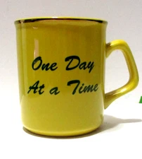 Alcoholics Anonymous Coffee Mug, One Day At a Time Butterfly Al-Anon, New yellow
