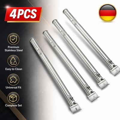 Set mit 4 Edelstahl Gasgrill Brennerrohren, passend für verschiedene Modelle