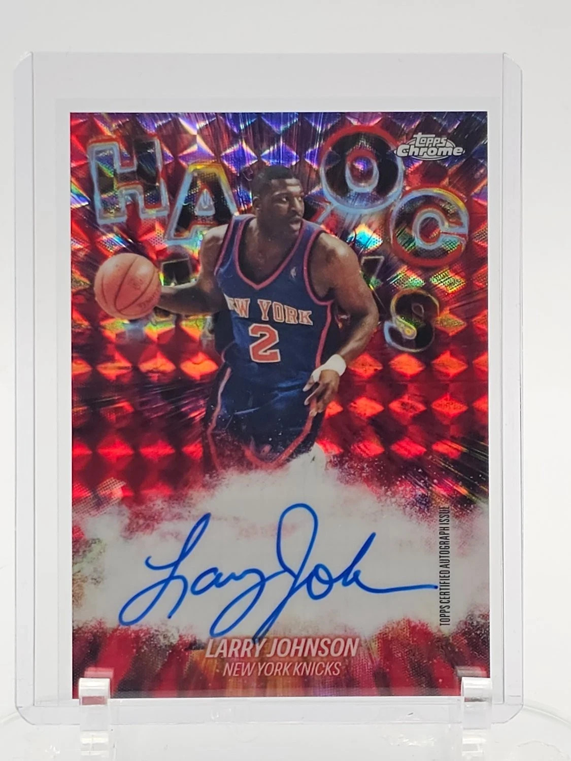 LARRY JOHNSON 2025-26 TOPPS CHROME UPDATES HAVOC MARKS RED GEO AUTO 4/5 SSP