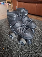 Power Adjustable Quad Skates Kids Roller Boots Black  SMALL UK 13-2 with bag