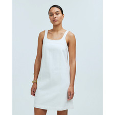 Madewell Womens Denim A-Line Mini Dress Sleeveless Square Neck Cream Size 6 NWT