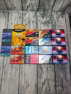 Hi8 8mm 120 Lot Of (18) Sony, TDK, Maxell, BASF Scotch - Multiple Varieties