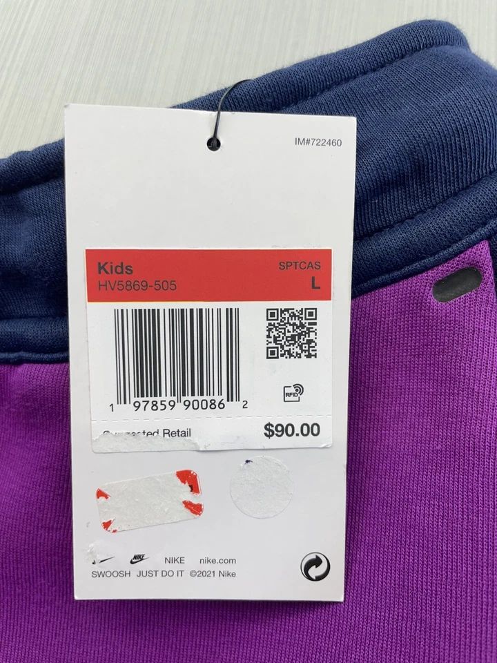 NUEVO Nike Sportswear Tech Jogger Pantalones Juveniles Grandes Ajustados Joggers Ciruela Loco $90 Foto 4 de 4