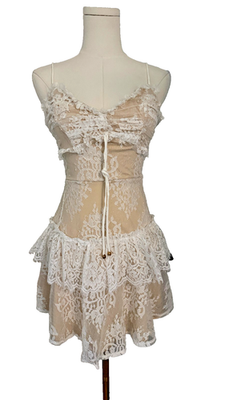 ceci white lace backless maxi dress These Days Backless Lace Waist Maxi Dress White main image 0