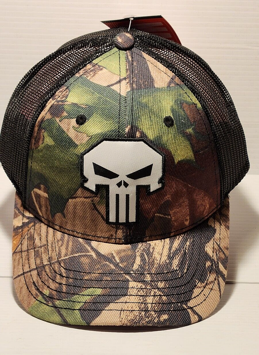 Marvel Punisher Skull Camo Ball Cap Adjustable Meshback Hat